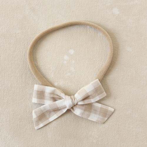 Scout Bow Headband // Oat Gingham