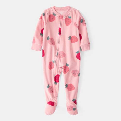 Baby & Toddler Girl Carter's One-Piece Strawberry Fleece Footie Pajamas