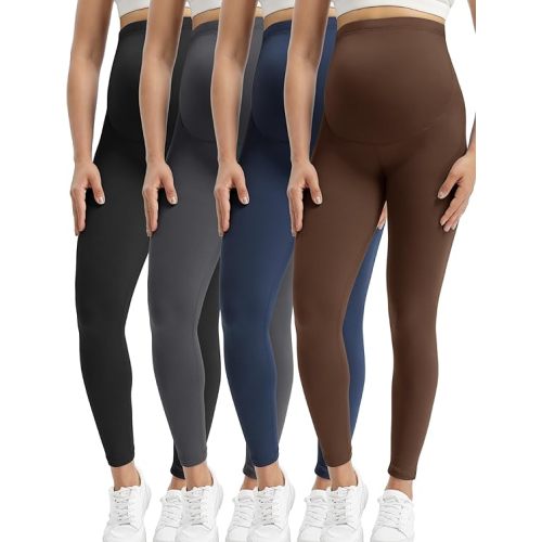 Buttergene 4 Pack Women's Creamlush Maternity Leggings Maternity Yoga Pants Pregnancy Leggings Maternity Clothes
