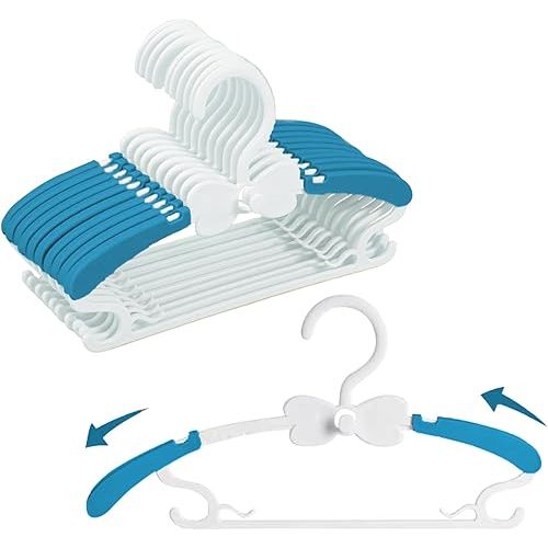 WJWSKI Baby Clothes Hangers, 11-14.5" Adjustable Kid Hangers for Newborn Closet, Plastic Small Infant Hanger for Toddler Pant, Child Coat Hanger for Boy Nursery Clothing, Girl Dresses, 20 Pack Blue