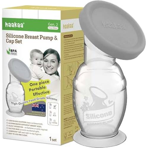 Amazon.com: haakaa Manual Silicone Breast Pump & Silicone Cap 5oz/150ml, Gen.2 | Natural Suction, Stable Suction Base, Silicone Cap Helps Keep Flange Clean, One-Piece Easy-Clean Design, BPA-Free