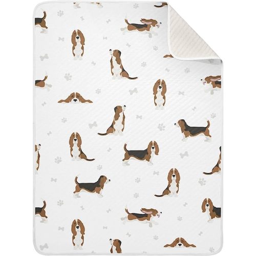 Ollabaky Basset Hound Dog Baby Blanket for Boys Girls Cotton Throw Blanket Swaddle Blanket for Crib Stroller Nursery Receiving Blanket Infant Toddler Unisex 30"x40"