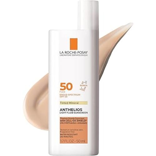 La Roche-Posay Anthelios Sunscreen SPF 50, Ultra-Light Fluid Broad Spectrum SPF 50, Face Sunscreen with Titanium Dioxide Mineral, Lightweight & Fast-Absorbing, Oil-Free, Matte Finish