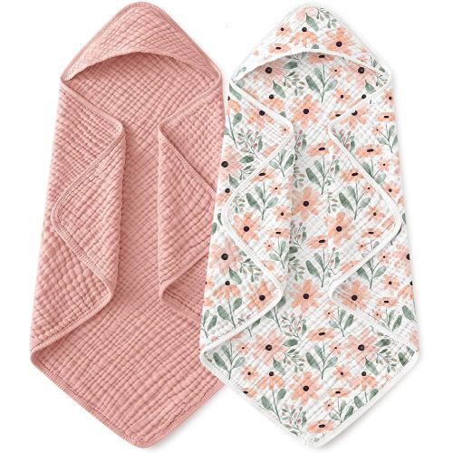 Amazon.com : Yoofoss Hooded Baby Towels for Newborn 2 Pack 100% Muslin Organic Cotton Baby Bath Towel with Hood for Babies, Infant, Toddler and Kids, 32x32Inch, Soft and Absorbent Newborn Essential, Beige&Coffee : Baby