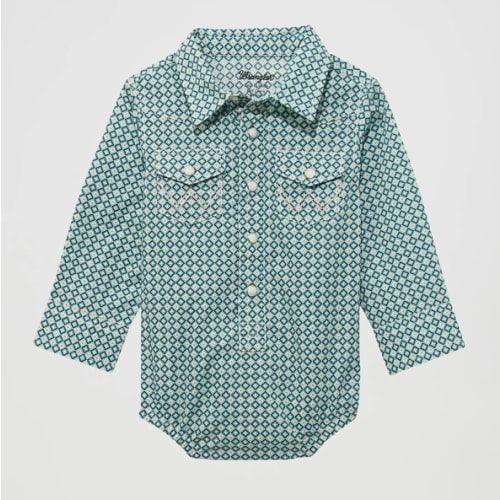 Baby Boy's Long Sleeve Western Snap Bodysuit | NEW | Wrangler®