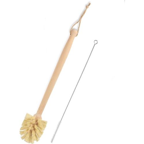 Long Handle Bottle Brush,Wooden Cleaning Brush with Straw Brush,Built for Stanley Cup,Yeti Tumbler,Sports Bottles and Coffee Mugs