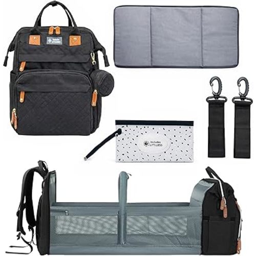 Baby Diaper Bag Backpack with Changing Station, Large Capacity, USB Port, Pacifier Case, Mosquito Net & Wipes Bag Stylish Travel Bag for Boys, Girls, Moms & Dads, Shower Gift