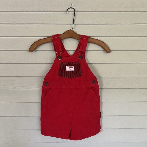 Vintage OshKosh Red Stripe Short Overalls Size 4 4T Youth Kids Made in USA