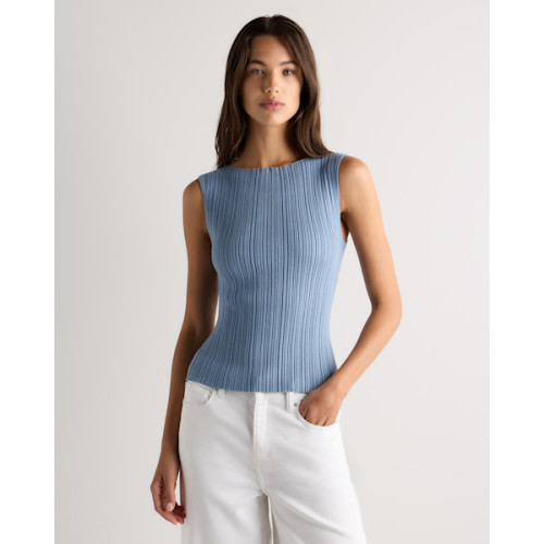 Cotton Cashmere Ribbed Tank in Mountain Spring Blue