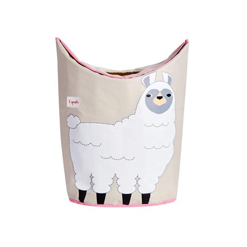 3 Sprouts Baby Laundry Basket for Nursery - Hamper with Handles/Lid, Large Storage Basket, Toy Bin, Room Decor - Kids Hamper, Baby Clothes Storage Organizer, Llama