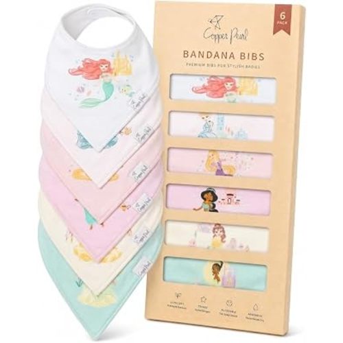 Copper Pearl Baby Bibs 4 Pack & 6 Pack, Bandana Drool Bibs for Baby Girl & Boy, Soft Cotton Bibs for Drooling and Teething
