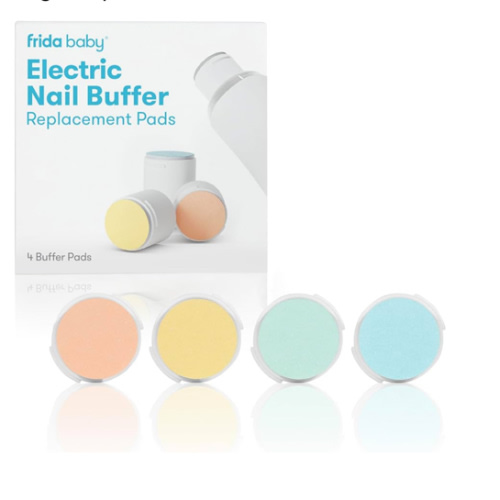 Frida Baby Electric Nail Buffer Replacement Pads | Safe + Easy Grooming, Trimming, and Nail Filing for Newborn, Toddler, or Children's Fingernails and toenails, 4 Buffer Pads