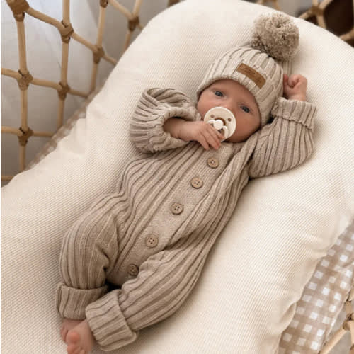 Little B's Chunky Rib Baby Jumpsuit - Oak