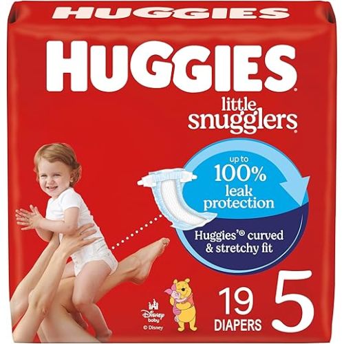 Huggies Size 5 Diapers, Little Snugglers Baby Diapers, Size 5 (27+ lbs), 19 Count, Packaging May Vary