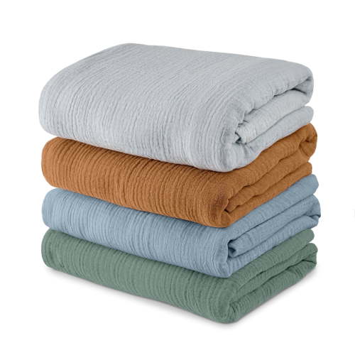 Gllquen Baby 4-Pack Muslin Organic Cotton Swaddle Blankets for Newborn Infant Boys Girls 38"x40", Natural