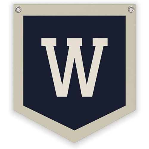 Lacama Toddler Boys Room Decor Name Pennant Flag, Vintage Baby Boy Nursery Wall Art, Name Sign for Toddler Bedroom Playroom Kidsroom,Baby Boy Gifts,Letter W 12x14 in