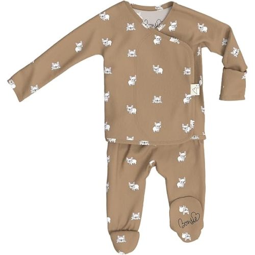 Bonsie Skin to Skin Babywear Footed Bodysuit - French Bulldog Pattern Baby One Piece - Frenchie