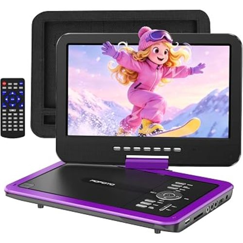 12.5" Portable DVD Player with 10.5" HD Swivel Screen, Purple