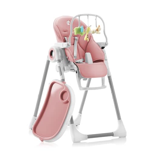 Sweety Fox Baby High Chair Adjustable to 7 Different Heights - Pink Baby Chair - Silla para Comer de Bebe - Foldable High Chairs for Babies and Toddlers
