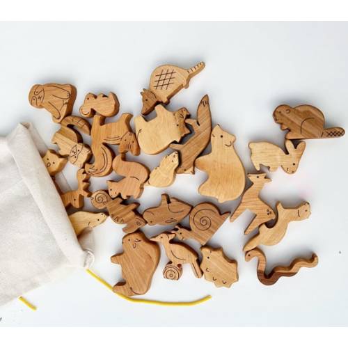 24 Wooden Forest Animals Toy Set Birds and Reptiles Wooden - Etsy