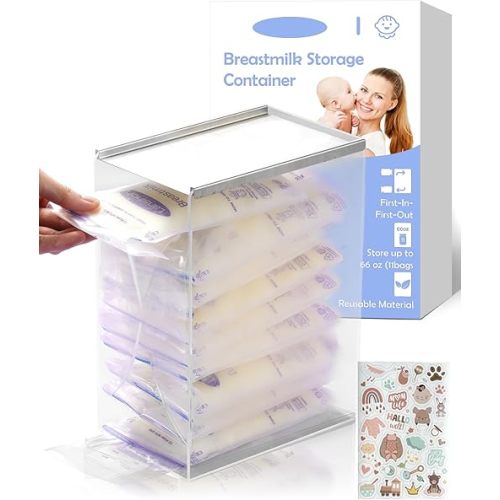 Freeze Organizer for Breastmilk Storage Bag, First-in First-Out Breastmilk Storage Containers for Fridge with Quick-Freeze Tray, Breastmilk Freezer Organizer for Breastfeeding Essentials
