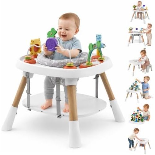 Baby Activity Center, 6-in-1 Stationary Standing Table for Baby 6-36 Month