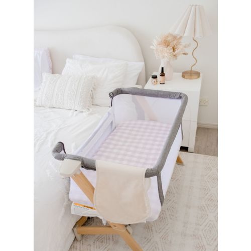 Co-Sleeper/Change Mat Fitted Waterproof Sheet | Blush Gingham