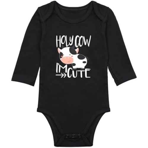 Mooooody Baby Bodysuit Cow Print Bodysuit for Baby Cow Stuff Clothes Cute Babies Romper Unisex