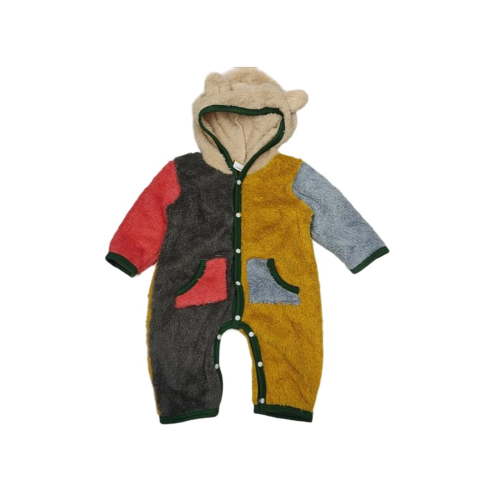 Hihipz Boy's Winter Warm Romper Color Block Patchwork Double Sided Cute Bodysuit Jumpsuit,Size 0-18M