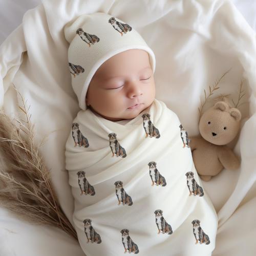 Bernese Mountain Dog Baby Swaddle Blanket Watercolor Berner Nursery Blanket Newborn Gift for Dog Mom Baby Shower Gift Bernese Dog Lover