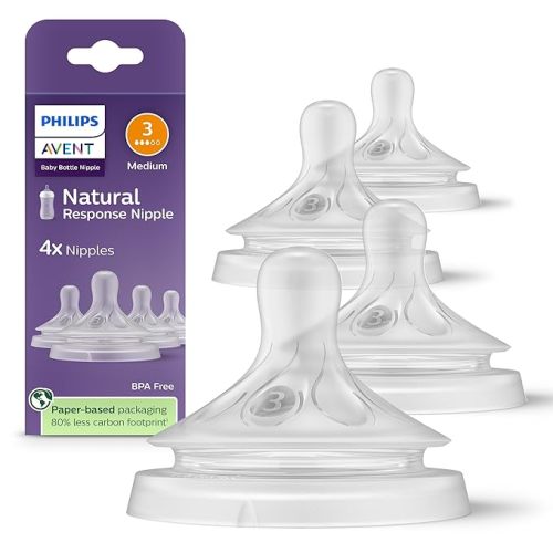 Philips Avent Natural Response Nipples, Medium Flow (Flow 3), 4-Pack, SCY963/44