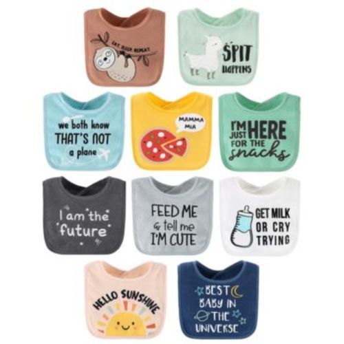 Terry Feeding Baby Girl Bibs, 10 Pack, Hello Sunshine