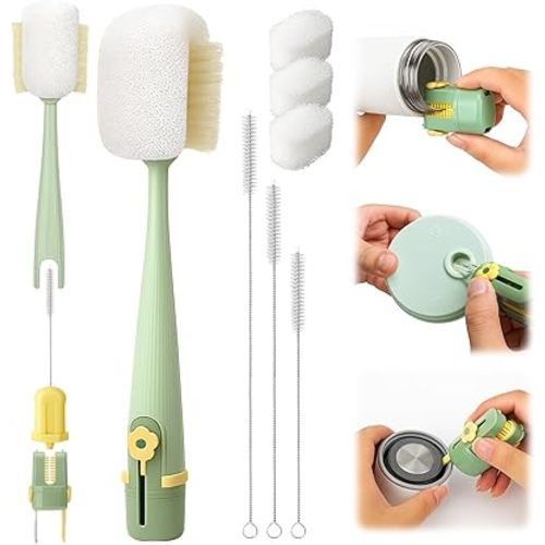 Palksky 5 in 1 Water Bottle Cleaning Brush Set, Multifunctiona Brush and Straw Cleaner for Owala/Stanley/Hydro/Yeti/Simple Modern Cup Accessories