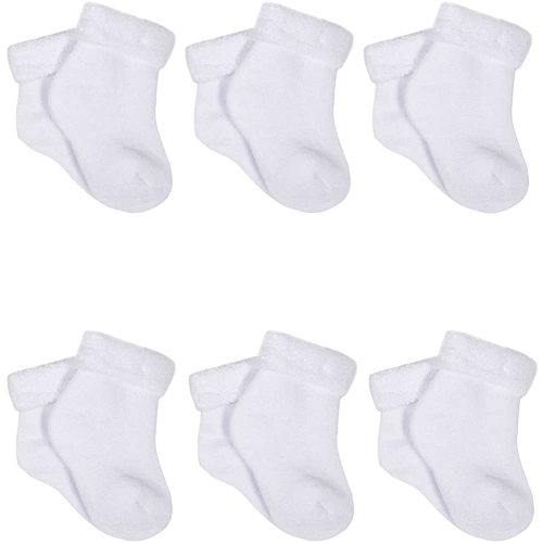 Gerber Baby 6-Pair Sock, White, 0-3 Months