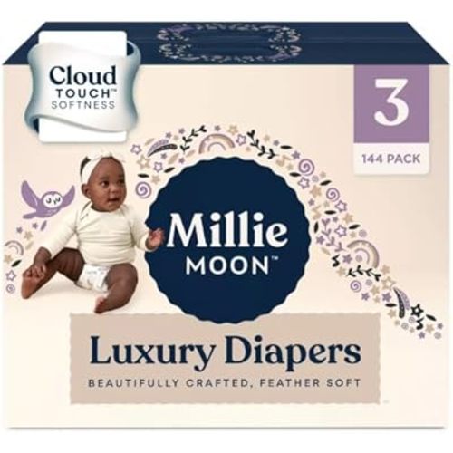 Millie Moon Luxury Diapers, Size 3, 144 Count (Pack of 1)