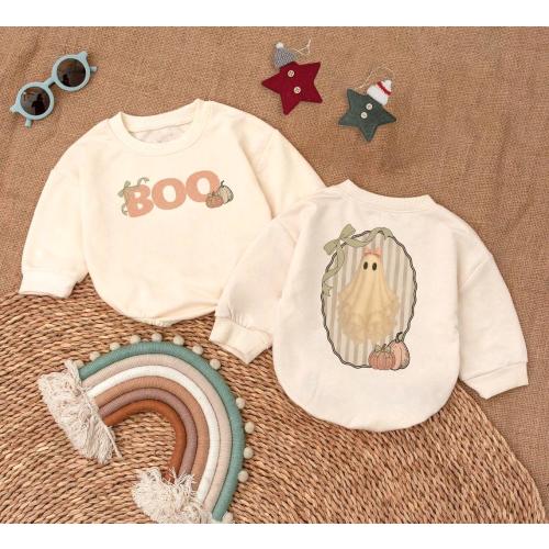 BOO Lace Ghost Baby Romper, Custom Cute Halloween Baby Outfit, Ghost, Pumpkin, Spooky Season Bodysuit, Halloween Baby Gift, Months Romper