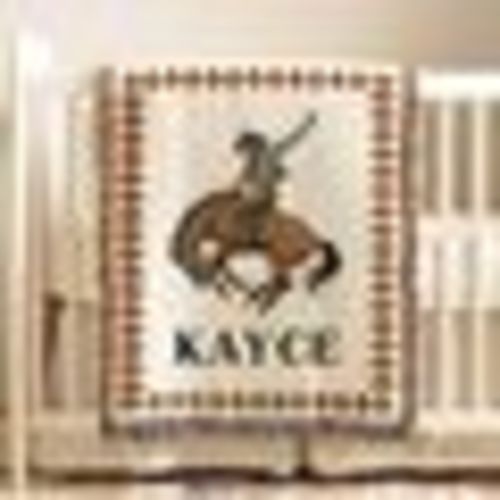 Western Baby Blanket with Name Woven Fringe Throw Cowboy Custom Bronco Blanket Boy Western Nursery Crib Blanket Birthday Gift Kids