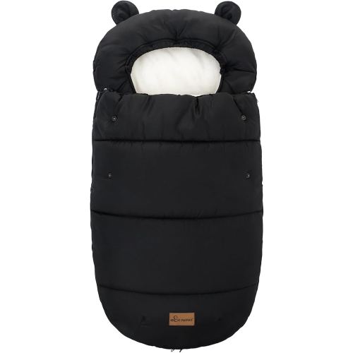 Universal Footmuff for Stroller, Baby Bunting Bags, Winter Windproof Warm Pram Footmuffs, Water Resistant Sleeping Bag with Hood for Strollers, Pushchairs, Prams, Car Seat, 35.4"*20.5"(Pure Black)