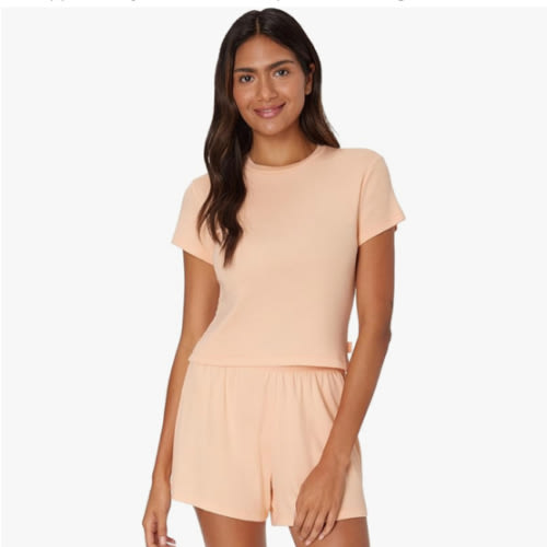 Hanes womens Originals 2-piece Lounge Set, Supersoft Cropped Baby Doll Tee & Sleep Shorts Loungewear Set