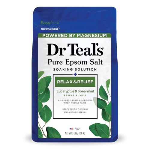 Dr Teal's Epsom Salt Magnesium Soak, Relax & Relief with Eucalyptus & Spearmint Essential Oils, 3 lbs