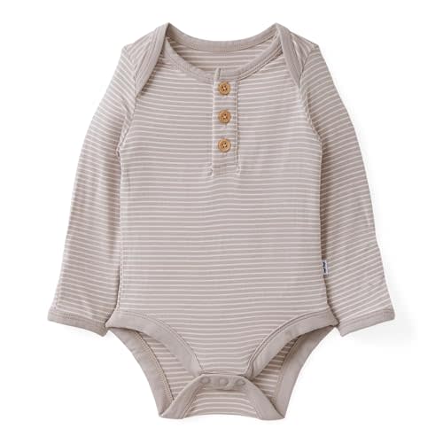 Little Sleepies Henley Bodysuit, Soft Viscose from Bamboo Long Sleeve Bodysuit for Baby Boys & Girls, Baby Clothes