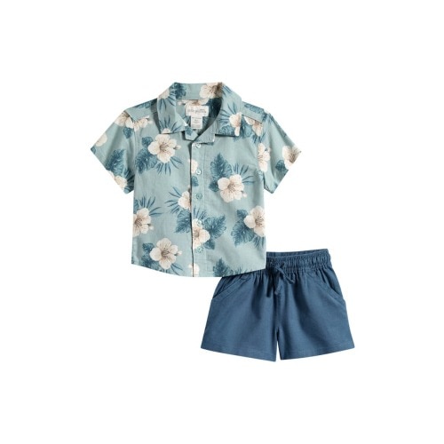 Floral Button-Up Shirt & Drawstring Shorts Set, 6M- Only a few left