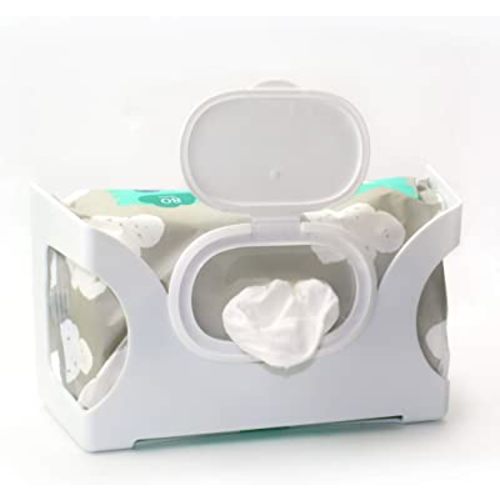 Gadjit Baby Wet Wipe Holder – Wall-Mounted WetWipe Dispenser Keep Wipes Easy-to-Reach with One-Handed Dispensing at Diapering, Potty-Training, Snack-time – Holds Up to 84-Count Pk – (White)