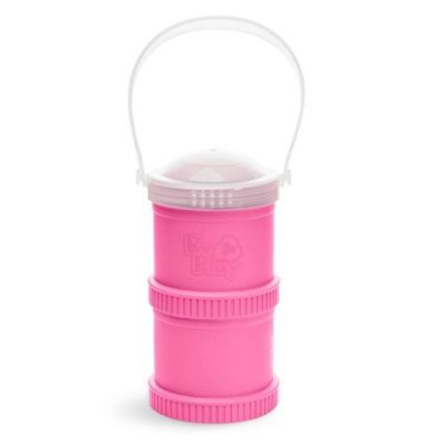 Re-Play Snack Stack with Trap and Travel Lid - Bright Pink - 2pk: BPA-Free, HDPE Material, Baby Food Containers