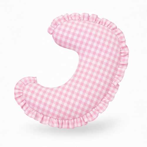 Pink Gingham Ruffle Nursing Pillow Cover Breastfeeding Pillow Cover for Baby Girls Baby Shower Gift Pink Baby Pillow UShape