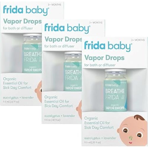 Frida Baby Breathefrida Vapor Bath Drops, Baby-Congestion Relief with Eucalyptus Essential Oil for Humidifier, Aromatherapy Oil Help Baby Breathe Easy (Pack of 3)