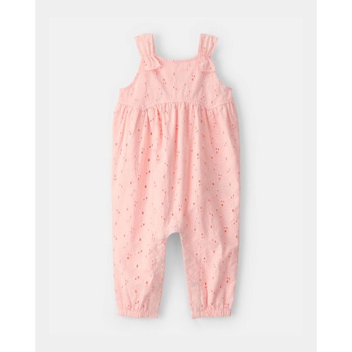 Baby Girl Eyelet Sleeveless Jumpsuit - Pink | Carter's