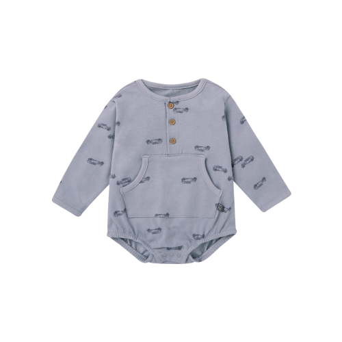 Modern Moments by Gerber Baby Boy Henley Dumpling Romper with Kanga Pocket, Sizes 0/3 Months - 24 Months