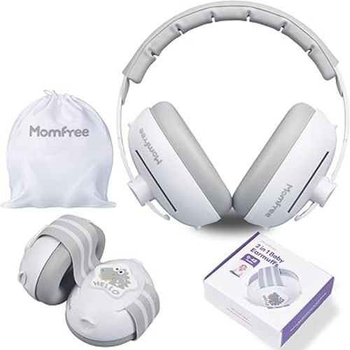 2 in 1 Baby Ear Muffs, Noise Reduction Earmuffs & Adjustable Headband for Baby, Hearing Protection Headphones