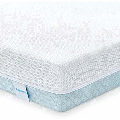 BaybyNest Crib Mattress 52"x27.5"x6" with Tencel-Lyocell Cover - Dual-Sided Comfort, Breathable Gel Memory Foam Inner & Washable Cover, Fits Standard Cribs (Blue & White)​